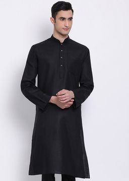 Sanwara - Men Black Color Cotton Kurta