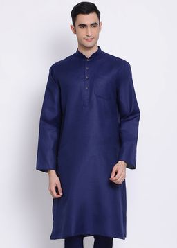 Sanwara - Men Deep Blue Color Cotton Kurta