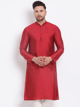 Sanwara - Men Maroon Color Cotton Silk Kurta
