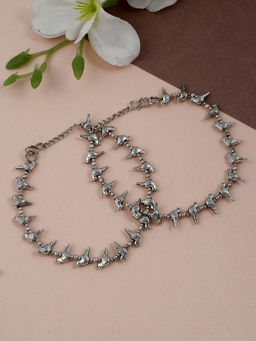 Silvermerc Designs - Handmade Oxidized Silver Anklets For Women