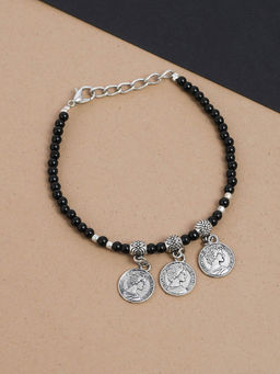 Silvermerc Designs - Antique Coin Evil Eye Anklet