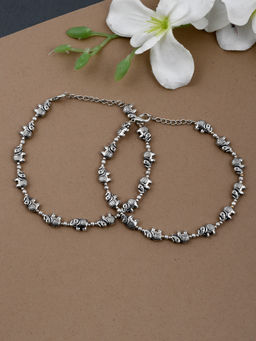 Silvermerc Designs - Handmade Oxidized Silver Anklets For Women