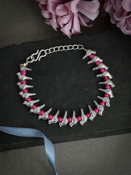 Silvermerc Designs - Pink Silver Charm Anklet
