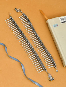 Silvermerc Designs - Indian Oxidised Silver Plated Bridal Anklets