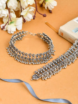 Silvermerc Designs - Traditional Oxidised Silver Plated Bridal Anklets