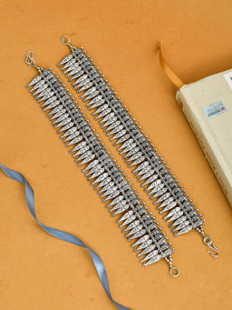 Silvermerc Designs - Ethnic Oxidised Silver Bridal Anklets For Wedding