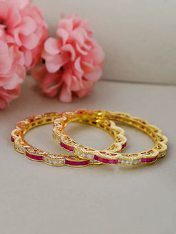 Silvermerc Designs - Bridal Faux Ruby American Diamond Gokhroo Bangles (Pack of 2)