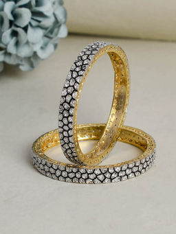 Silvermerc Designs - Handcrafted Bridal Jadau Kundan Kada Bangles (Pack of 2)