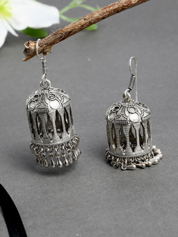 Silvermerc Designs - Trendy Silver Plated Jhumka Earrings For Women & Girls