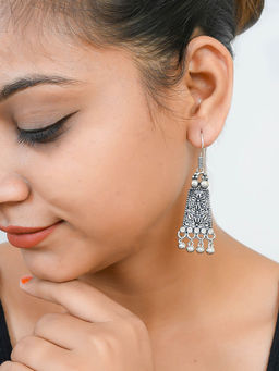 Silvermerc Designs - Oxidized Silver Plated Stylish Earrings For Women