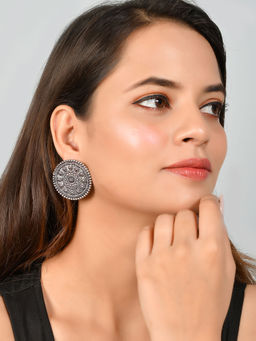 Silvermerc Designs - Disc Traditional Oxidised Earrings