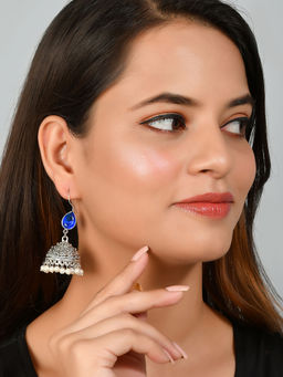 Silvermerc Designs - Poonam Traditional Blue Jhumka Earrings