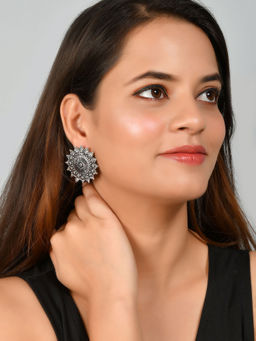 Silvermerc Designs - Shravani Ethnic oxidised Stud Earrings