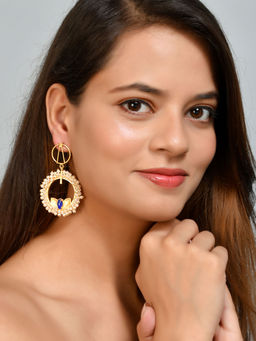 Silvermerc Designs - Gold Plated Circular Pearl Blue Earrings