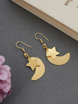 Silvermerc Designs - Gold Plated Moon Star Western Earrings For Women