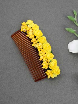 Silvermerc Designs - Women Yellow Floral Handcrafed Hair Accessory