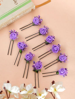 Silvermerc Designs - Purple Flower Juda pin Hair Accessory set