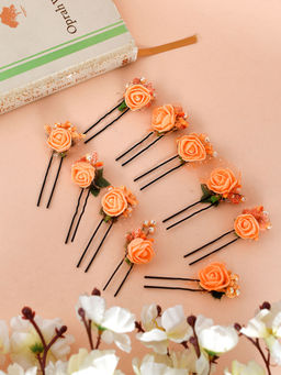 Silvermerc Designs - Orange Flower U pin Hair Accessory set