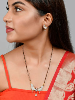 Silvermerc Designs - Double Peacock Mangalsutra And Necklace (Set of 2)