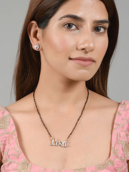 Silvermerc Designs - Karmamani beads Mangalsutra necklace with Earrings