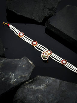 Silvermerc Designs - Kundan Meena Pearl Mehri Borla Mathapatti