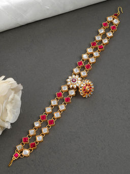 Silvermerc Designs - Gold Plated Kundan mathapatti with Borla