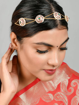 Silvermerc Designs - Gold Plated Kundan Head Chain
