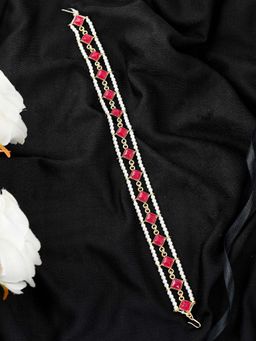 Silvermerc Designs - Pear Layered with Red stone Head Chain Mehri