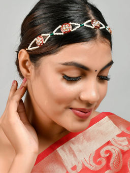 Silvermerc Designs - Gold Plated Pearl Kundan Head Chain