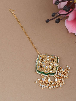 Silvermerc Designs - Gold Plated Pearl Kundan Mangtikka