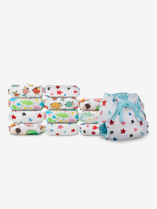 Superbottoms Multi-colour Printed Dry Feel Langot (Pack Of 12)