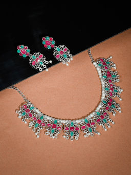 Silvermerc Designs - Silver Brass Necklace and Earrings (Set of 2)