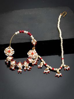 Silvermerc Designs - Gold Plated Padma Red Pearl Nose Ring