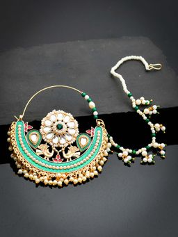 Silvermerc Designs - Gold Plated Meenakari Bridal Nose Ring