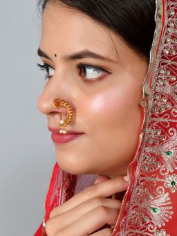 Silvermerc Designs - Red Marathi Spiked Nose Pin