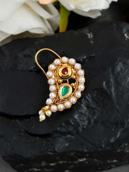 Silvermerc Designs - Pearl Mango Traditional Nose Pin