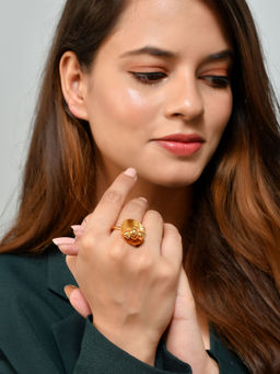 Silvermerc Designs - Gold Plated Disc Ghungroo Ring