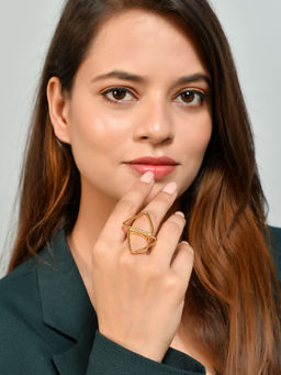 Silvermerc Designs - Gold Plated Celtic Double Triangle Ring