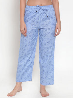 Secret Wish - Women's Light Blue Cotton Printed Pyjama