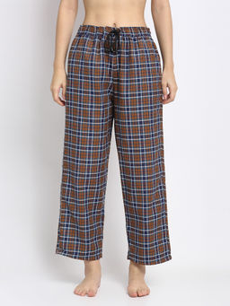 Secret Wish - Women Brown Cotton Checked Pyjama