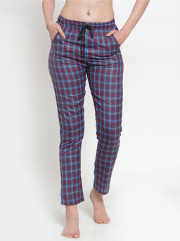 Secret Wish - Women's Cotton Maroon Checkered Pyjama