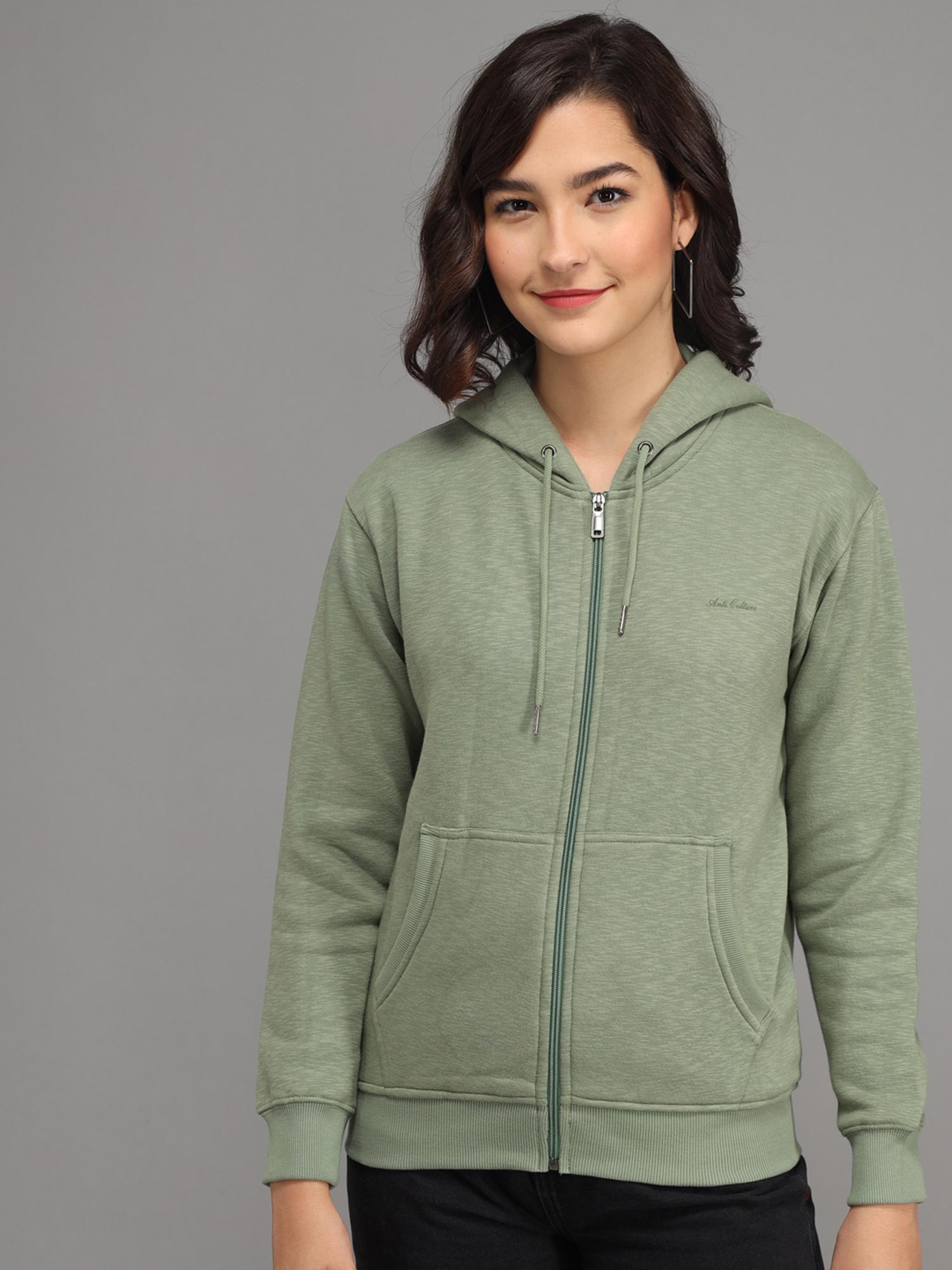 Women Cotton Slub Fleece Pista Green 