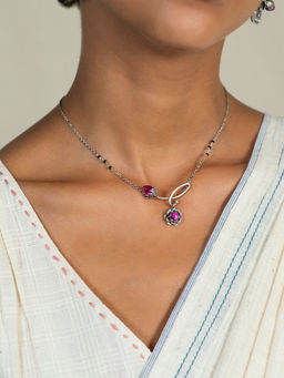 Shaya by CaratLane - Rise Above Bias Black Bead Necklace In 925 Silver