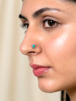 Shaya by CaratLane - 925 Silver Shaya by Caratlane Antique Ivoryday Wear Nose Pin In