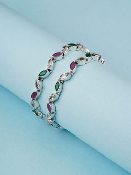 Neeta Boochra - This Designer Bangle Are Handcrafted In Silver With Multi-colour Gemstone