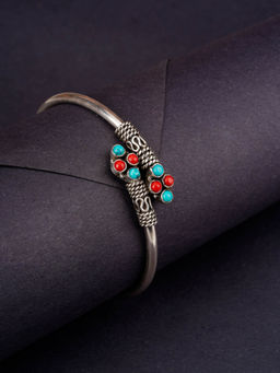 Neeta Boochra - Multi-colour Onyx In This Twister Bangle Is Handcrafted In Silver