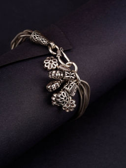 Neeta Boochra - This Bracelet Is Handcrafted In Silver, Floral Design With Snake Chain