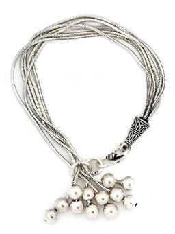 Neeta Boochra - This Bracelet Is Crafted In Silver, Snake Chain With Silver Beads