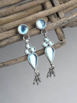 Neeta Boochra - Turquoise Aqua Gemstone In This Earring Are Handcrafted In Silver With Ghungroo