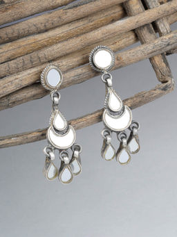 Neeta Boochra - Half-Moon Design In These Earring Are Crafted Silver With Mirror White Glass